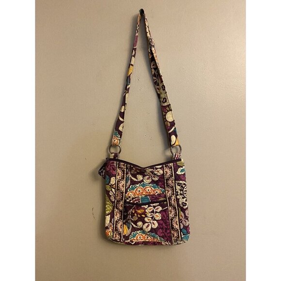 Vera Bradley Handbags - Vera Bradley Cross Over Purse Purple Paisley Quilted Hipster Purse Bag 10 X 11